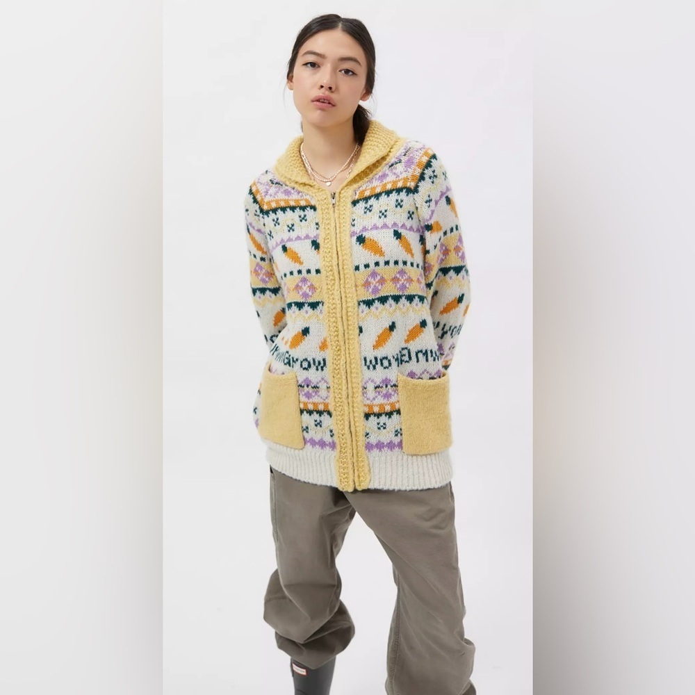Urban Outfitters Kimchi Blue Sprouted Zip-Front Cardigan XS/S